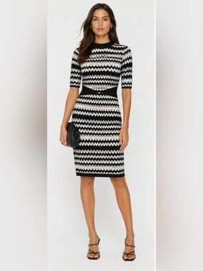 New Missoni Dress Size S Black & White Chevron Knit